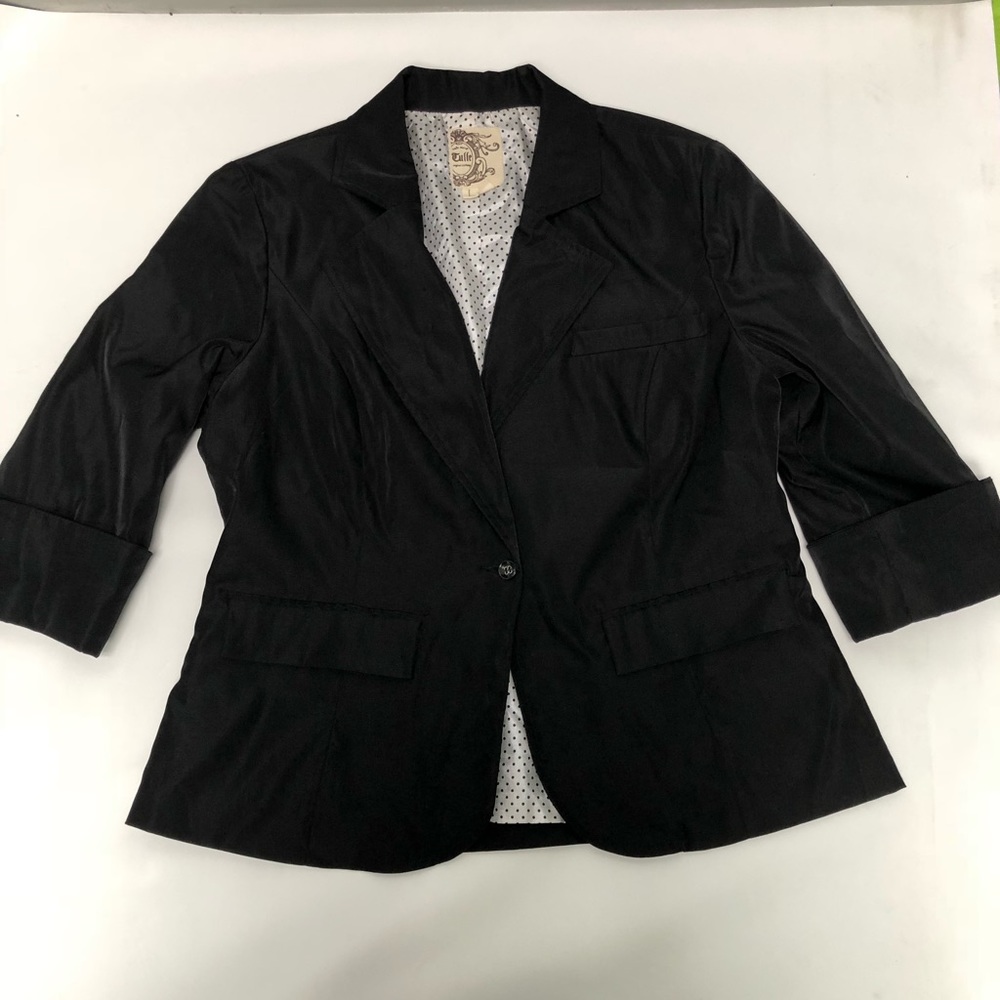 Tulle cropped sleeve blazer